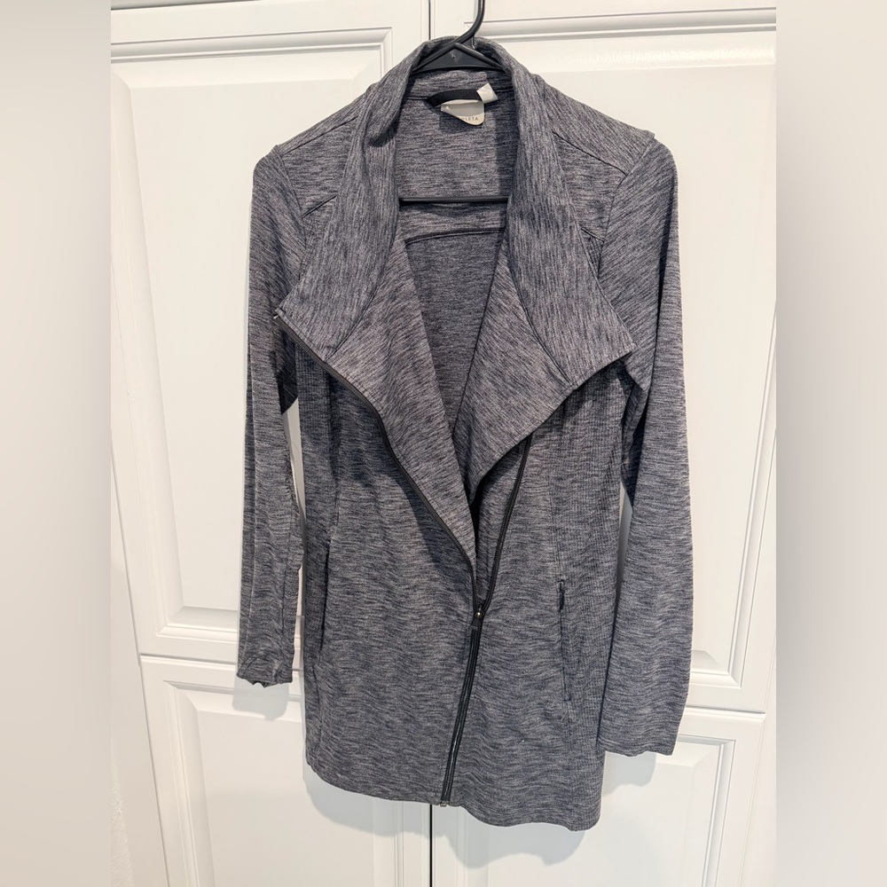 Athleta Heathered Charcoal Gray Knit Jacket
